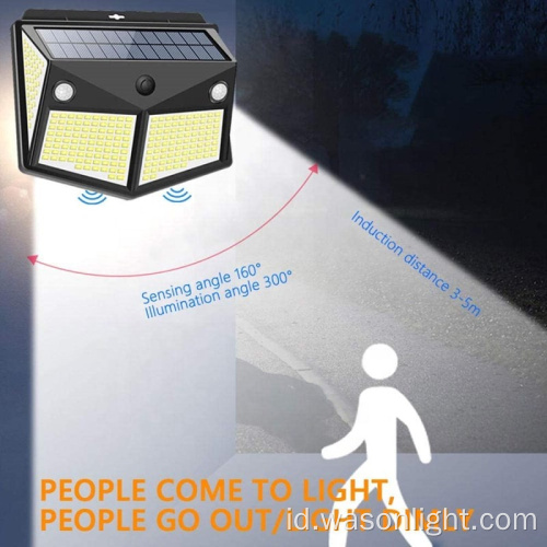 2021 Lampu Surya Lampu Surya yang Ditingkatkan 260LED, Lampu Sensor Gerakan Surya Nirkabel dengan 6 Sisi LED untuk Halaman Taman Jalur dan Pagar